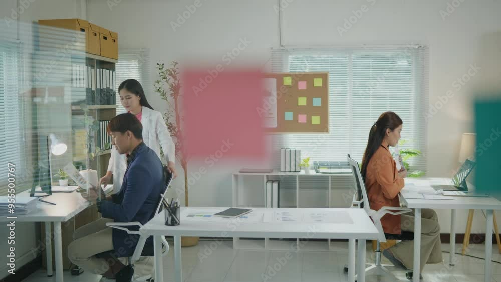Group of professional teamwork businesspeople are happy working together and brainstorming in good working environment in the office. Group of professional teamwork businesspeople are happy working together and brainstorming in good working environment in the office.