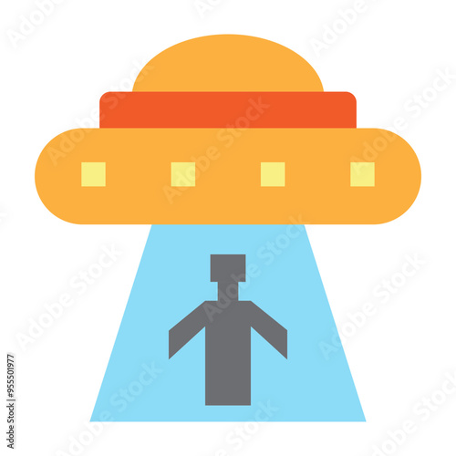 Alien Abduction Vector Flat Icon Design