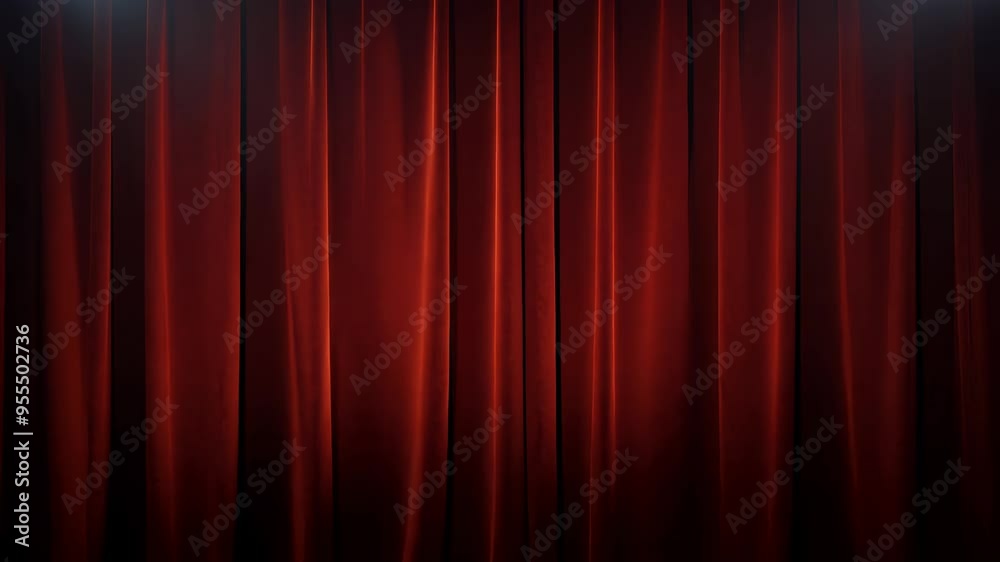 Red curtains on green screen background opening animation. Velvet theater show transition intro. Isolated with chroma key.