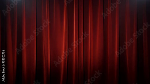 Red curtains on green screen background opening animation. Velvet theater show transition intro. Isolated with chroma key.