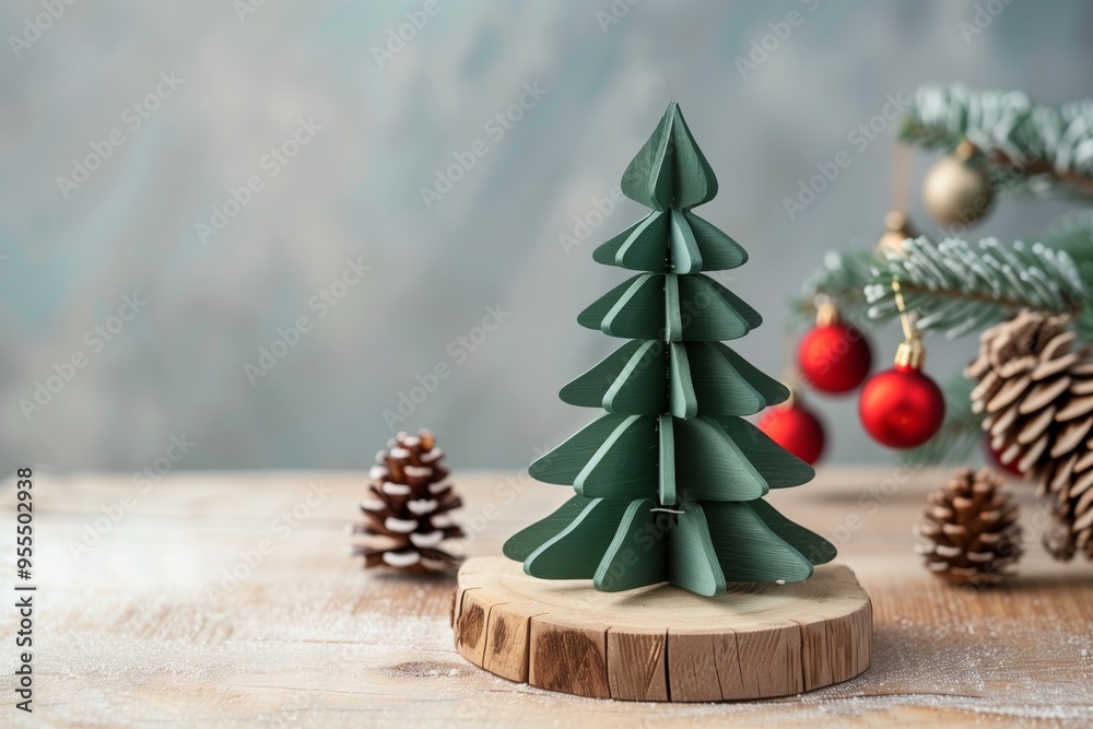 christmas tree decoration with merry christmas concept for your product display christmas tree decoration with merry christmas concept for your product display