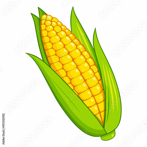 A simple corn cartoon on a isolated white background (9)