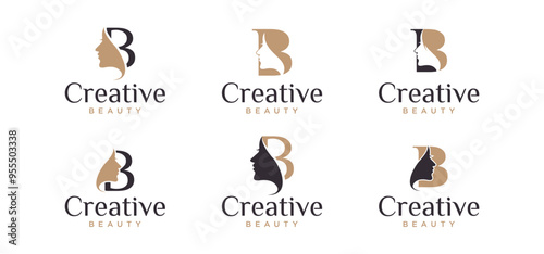 women beauty logo, pure beauty with line art and concept of woman face, beauty logo