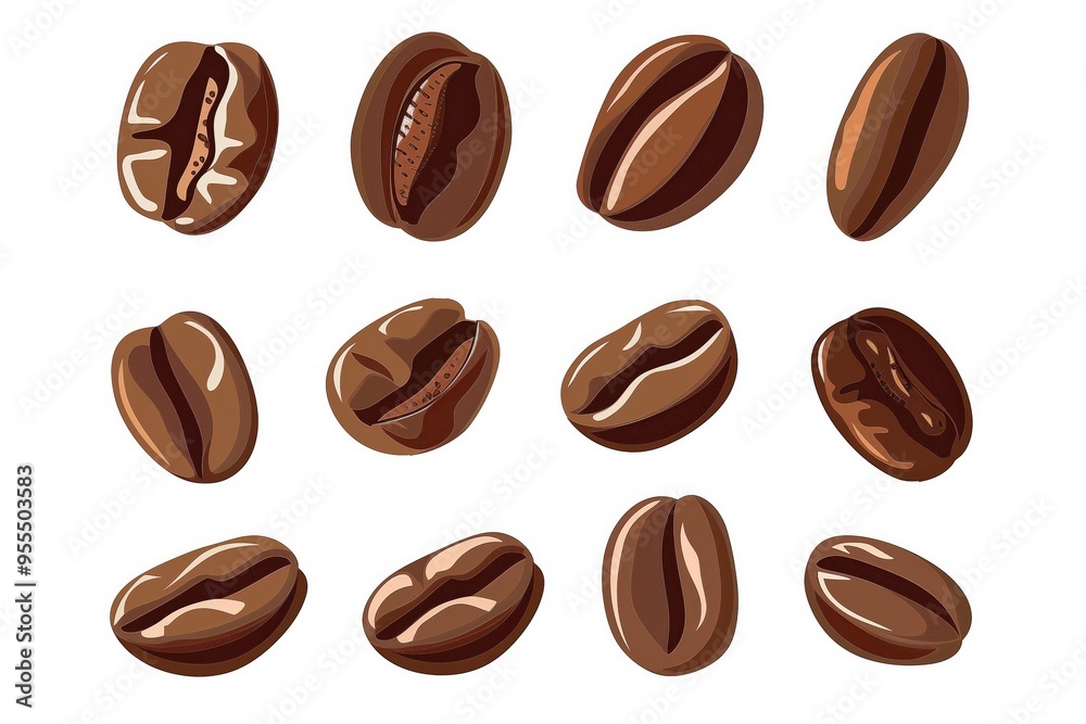 Coffee bean set. Isolated coffe beans on white background Coffee bean set. Isolated coffe beans on white background