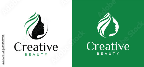 women beauty logo, pure beauty with line art and concept of woman face, beauty logo