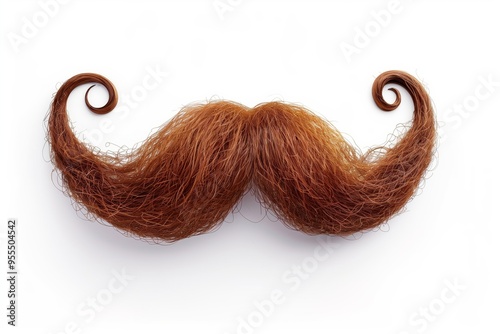 Curly stylish beard with mustache on white background 