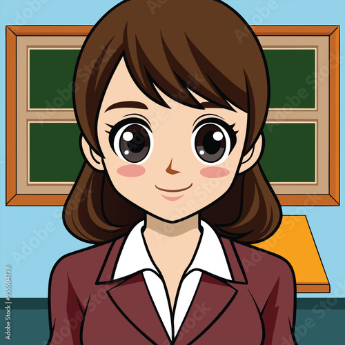 Teacher in the classroom illustration design