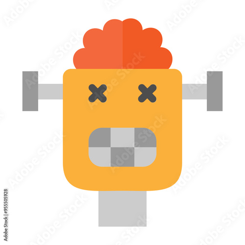 Robot Ghost Vector Flat Icon Design
