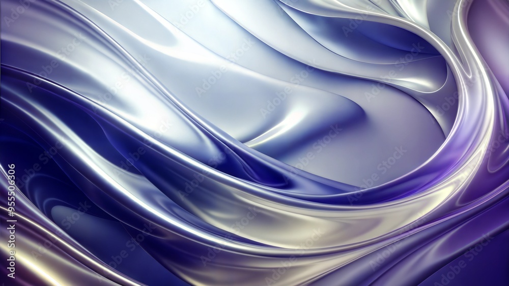 Fluid metallic waves in silver and blue with smooth gradient Fluid metallic waves in silver and blue with smooth gradient