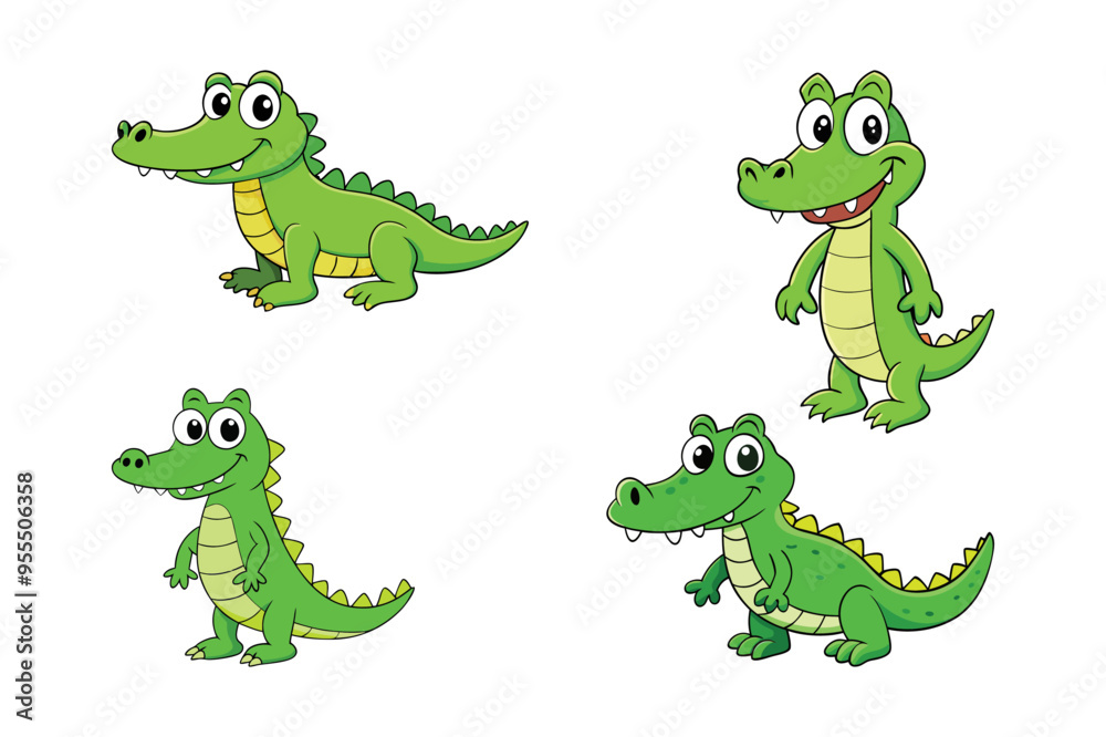 Fototapeta premium Vector illustration of crocodile bundle smiley isolated on white background
