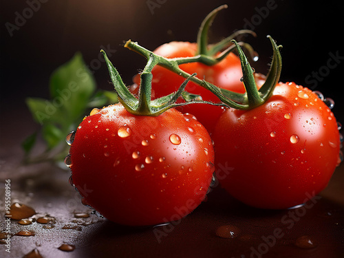 closeup of cherry tomatoes with dark background