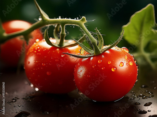 closeup of cherry tomatoes with dark background