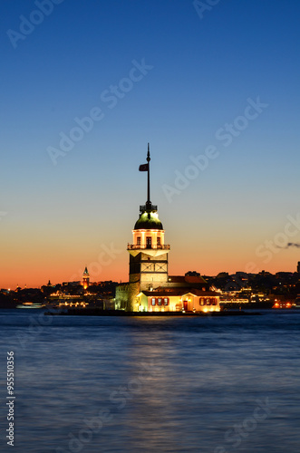 maiden tower of the holy cross at sunset