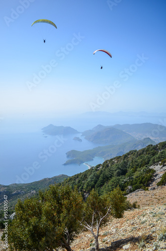 paraglider over the mountains, fethiye oludeniz