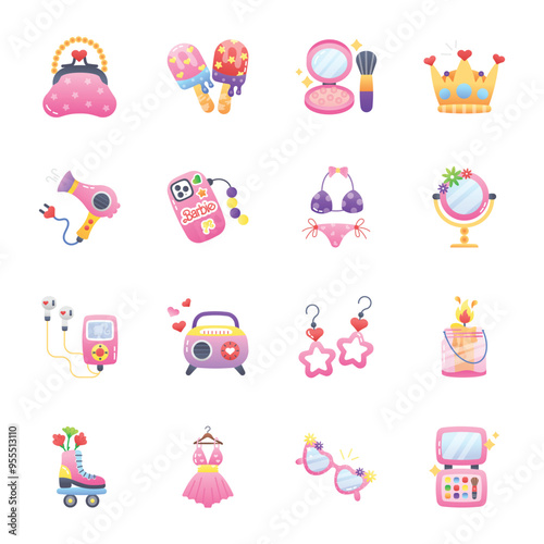 Handy Pack of Chic Accessories Flat Icons 

