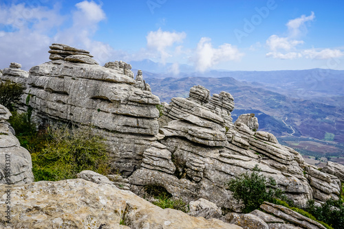 Rock formations with curious shapes in the Torcal de Antequera in the province of Malaga