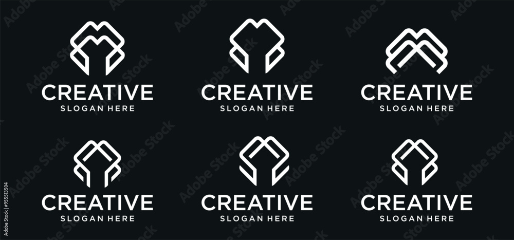 Collection of M letter logos. M logo with technology concept for brands. Collection of M letter logos. M logo with technology concept for brands.