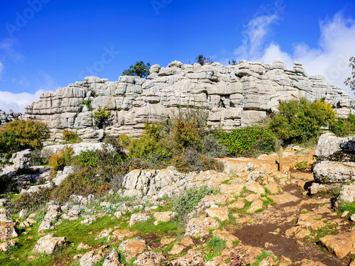 Rock formations with curious shapes in the Torcal de Antequera in the province of Malaga