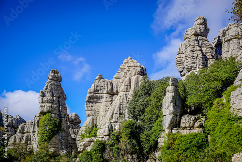 Rock formations with curious shapes in the Torcal de Antequera in the province of Malaga