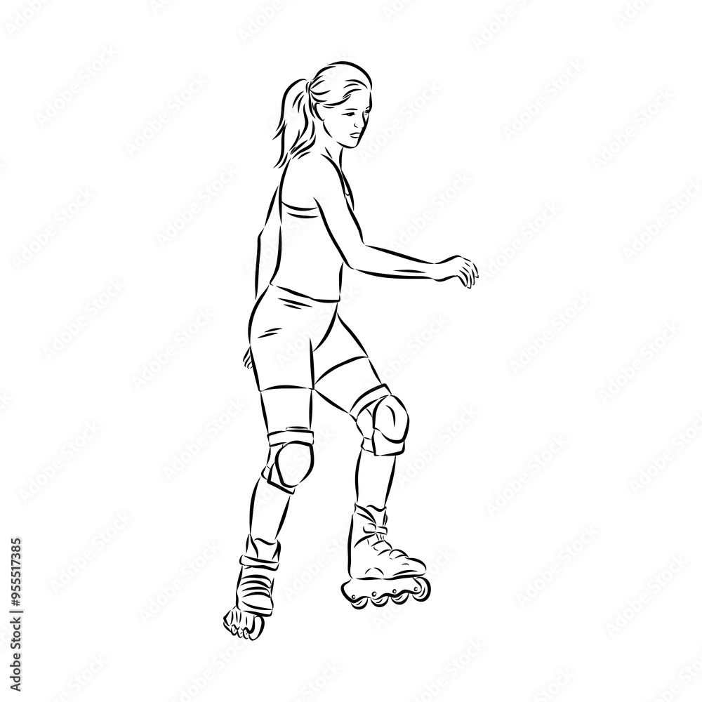 skate in line roller skater young sports recreation vector illustration skate in line roller skater young sports recreation vector illustration