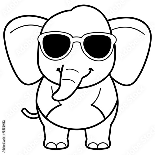 Charming Elephant Rocking Sunglasses - Vector Art