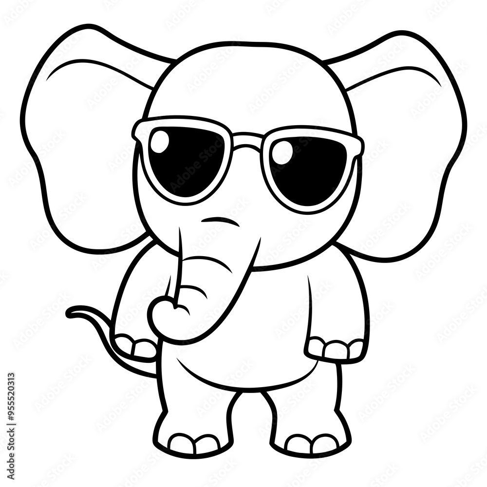 Fototapeta premium Charming Elephant Rocking Sunglasses - Vector Art
