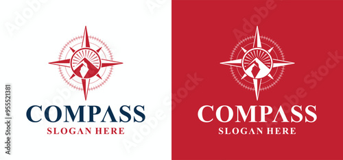 Compass vector logo collection, compass direction logo with elegant style, modern compass logo.