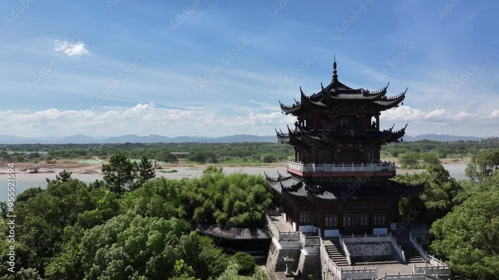 china style pavilion by river in longyou,china china style pavilion by river in longyou,china