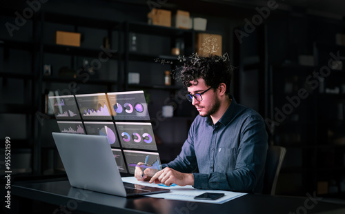 Businessperson Analyzing Diverse Data and Graphs