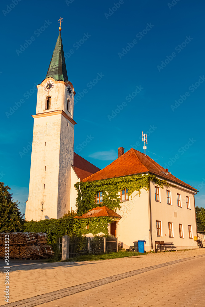 Church on a sunny summer day at Kirchdorf bei Osterhofen, Deggendorf, Bavaria, Germany Church on a sunny summer day at Kirchdorf bei Osterhofen, Deggendorf, Bavaria, Germany