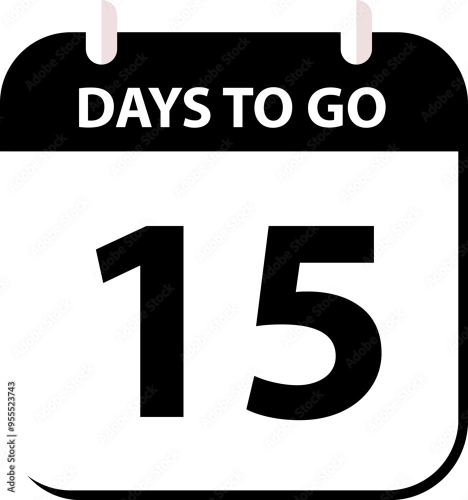 Countdown days left banner. Count time sale. 15 Days to go. Countdown scoreboard timer. Vector illustration. Countdown days left banner. Count time sale. 15 Days to go. Countdown scoreboard timer. Vector illustration.