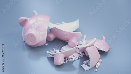 Animation Of Smashing An Empty Piggy Bank No Savings Inside Destruction An Empty Piggy Bank Destruction Hammer Smashes The Porcelain Deposit No Savings Inside