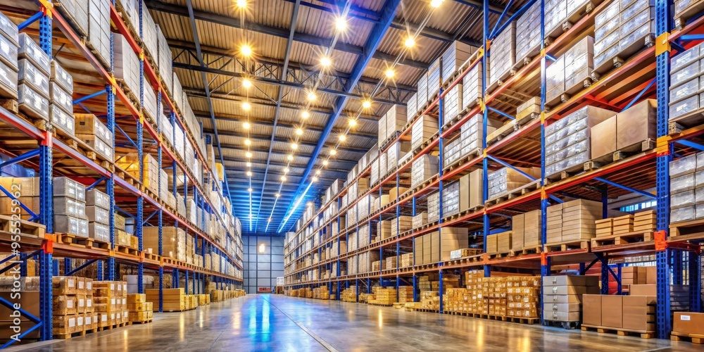 Fototapeta premium Warehouse Storage Rows, Warehouse , Storage , Inventory , Logistics