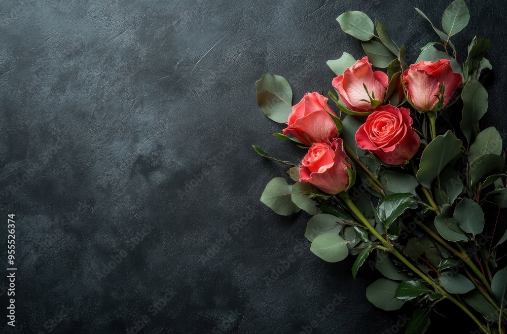 Elegant Bouquet of Roses on a Dark Background Elegant Bouquet of Roses on a Dark Background
