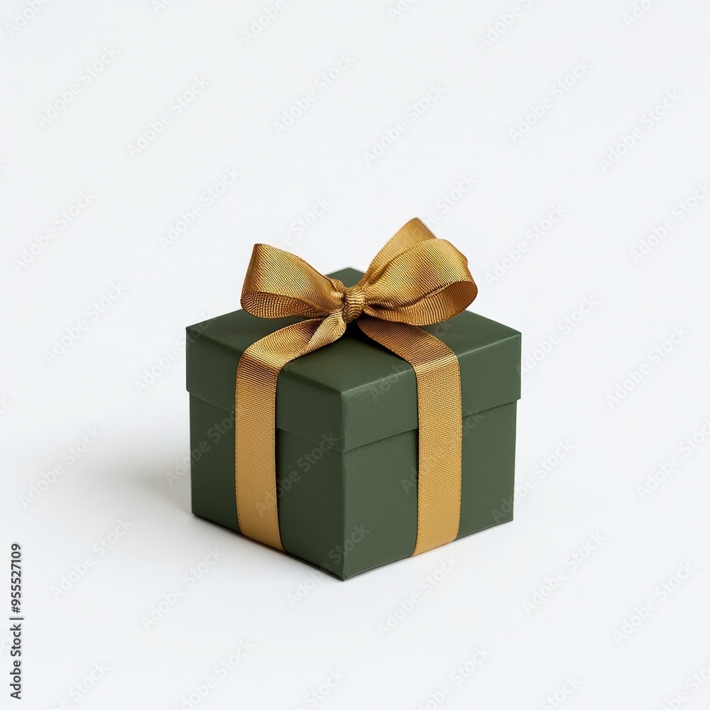Elegant Matte Green Gift Box with Gold Ribbon - Perfect for Special Occasions and Holiday Celebrations Elegant Matte Green Gift Box with Gold Ribbon - Perfect for Special Occasions and Holiday Celebrations