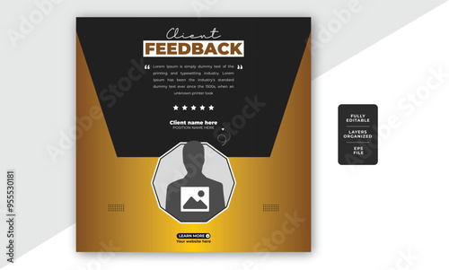 Customer feedback testimonial social media post or client experience instagram post web banner template