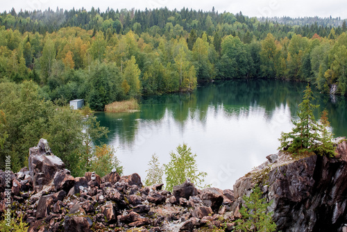 Landscape View on nature lake, Karelia. photo