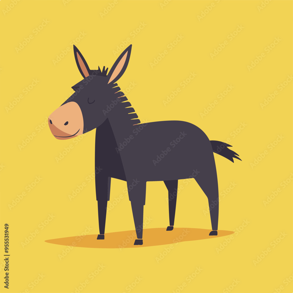 Obraz premium Stylized Donkey Illustration on Yellow Background