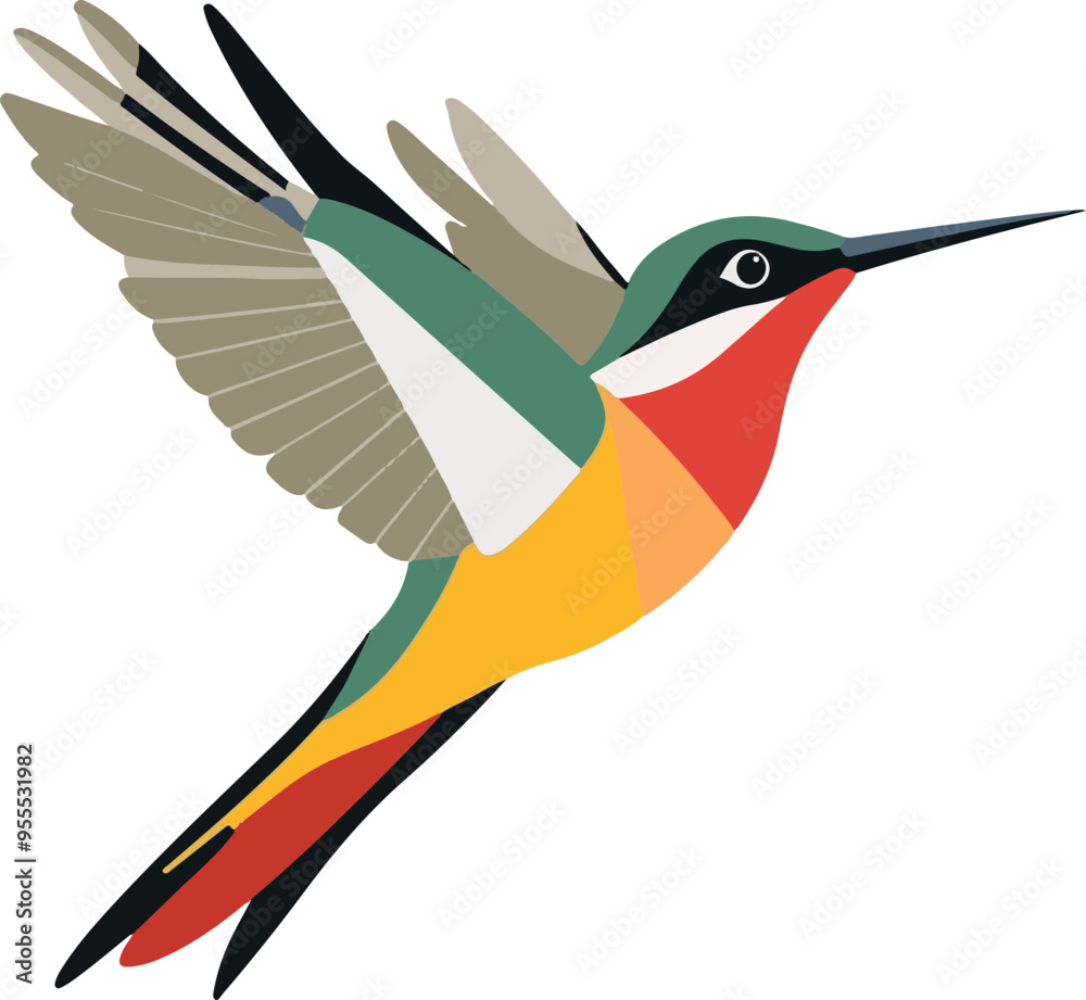 Fototapeta premium Colorful Hummingbird Illustration in Flight