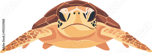 Stylized Sea Turtle Illustration in Vibrant Colors