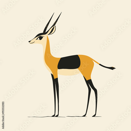 Stylized Antelope Illustration with Minimalist Design