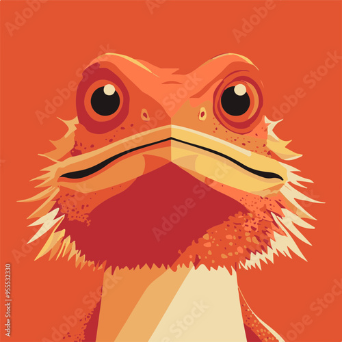 Stylized Bearded Dragon Portrait on Bold Background