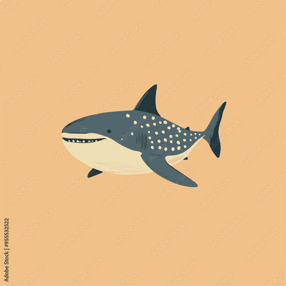 Cartoon Shark Swimming in a Warm Background Cartoon Shark Swimming in a Warm Background