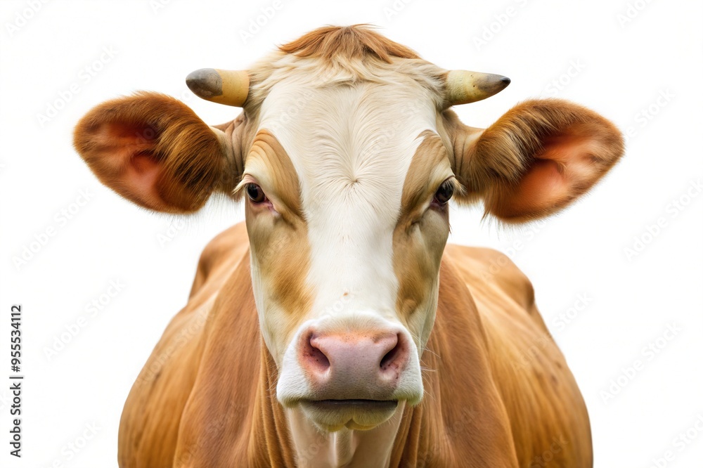 Cow portrait isolated on a pure white background
Cow portrait isolated on a pure white background