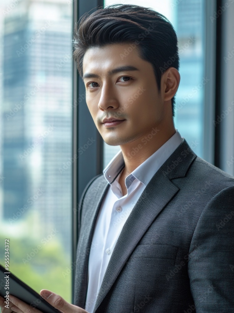 Elegant Businessman Portrait with Laptop Elegant Businessman Portrait with Laptop
