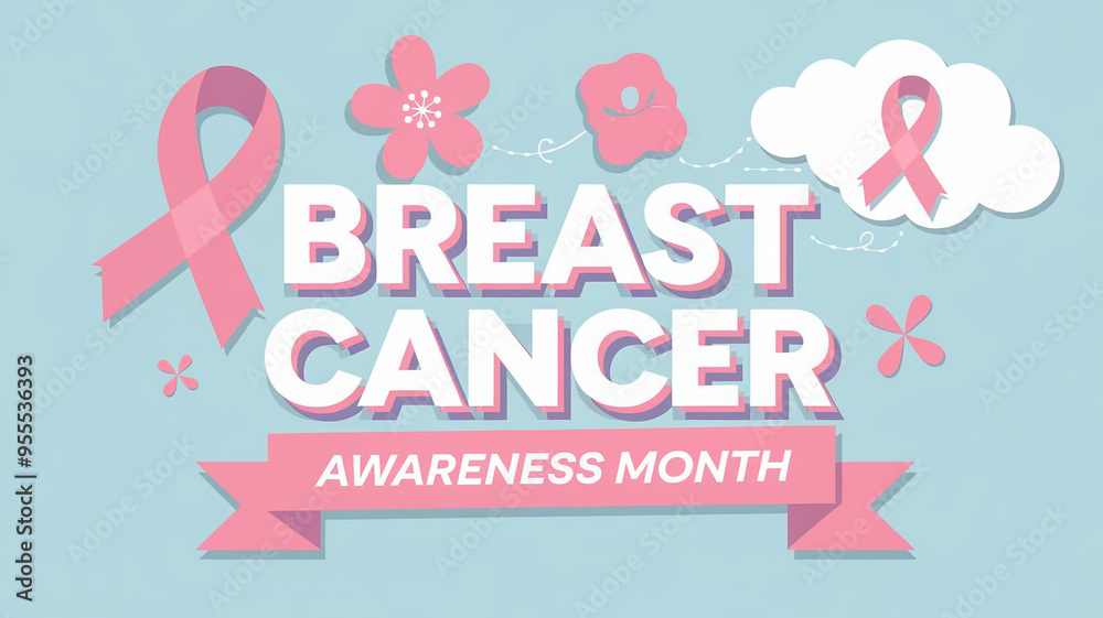breast cancer awareness month poster, background or template with ribbon illustration breast cancer awareness month poster, background or template with ribbon illustration