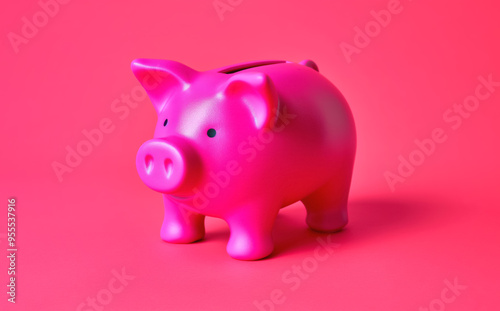 Simple dark pink piggybank. Generative AI