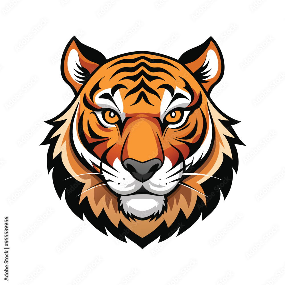 Fototapeta premium Tiger head color vector illustration design