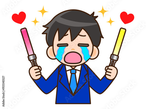 推し活でペンライトを振る男子高校生のイラスト素材3