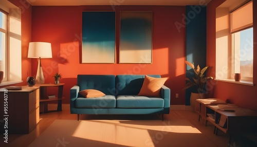 Photo interior modern design room 3d illustration